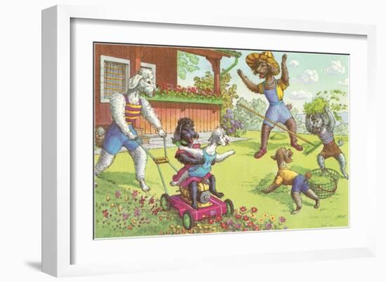 Dogs in the Yard-null-Framed Art Print