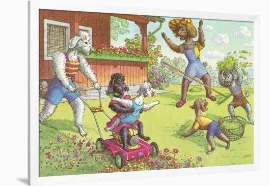 Dogs in the Yard-null-Framed Art Print