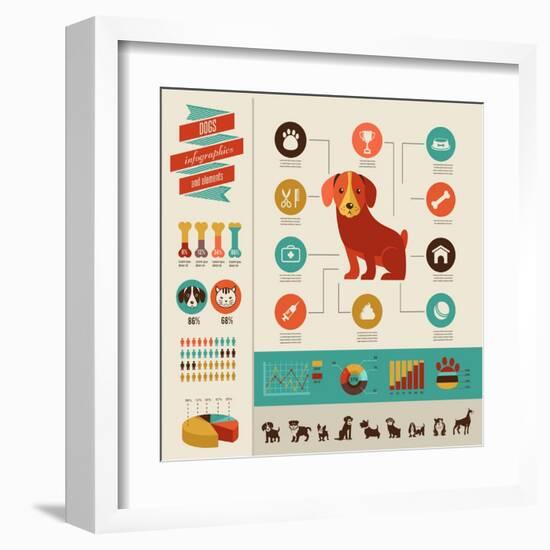 Dogs Infographics - Vector Illustration and Icon Set-Marish-Framed Art Print