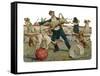 Dogs Jump Through a Hoop at the Paris Hippodrome-null-Framed Stretched Canvas
