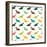 Dogs Pattern.-TashaNatasha-Framed Art Print