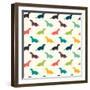 Dogs Pattern.-TashaNatasha-Framed Art Print