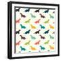 Dogs Pattern.-TashaNatasha-Framed Art Print