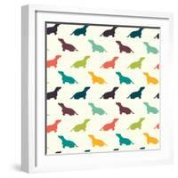 Dogs Pattern.-TashaNatasha-Framed Art Print