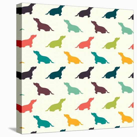 Dogs Pattern.-TashaNatasha-Stretched Canvas