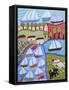 Dogs & Sailboats-Karen Fields-Framed Stretched Canvas