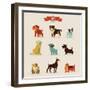 Dogs Vector Set of Icons and Illustrations-Marish-Framed Art Print