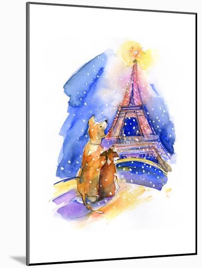 Dogs with Eiffel Tower, 2016-John Keeling-Mounted Giclee Print