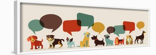 Dogs with Speech Bubbles - Vector Set of Icons and Illustrations-Marish-Framed Art Print