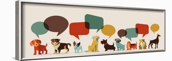 Dogs with Speech Bubbles - Vector Set of Icons and Illustrations-Marish-Framed Art Print