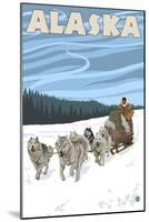 Dogsledding, Alaska-Lantern Press-Mounted Art Print