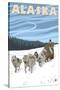 Dogsledding, Alaska-Lantern Press-Stretched Canvas