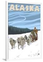Dogsledding, Alaska-Lantern Press-Framed Art Print