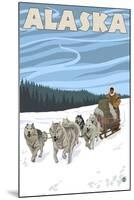 Dogsledding, Alaska-Lantern Press-Mounted Art Print