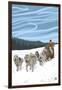 Dogsledding Scene-Lantern Press-Framed Art Print