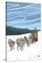 Dogsledding Scene-Lantern Press-Stretched Canvas