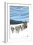 Dogsledding Scene-Lantern Press-Framed Art Print