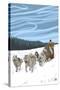 Dogsledding Scene-Lantern Press-Stretched Canvas