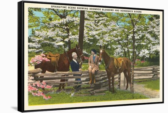 Dogwood Blossoms, Horses-null-Framed Stretched Canvas