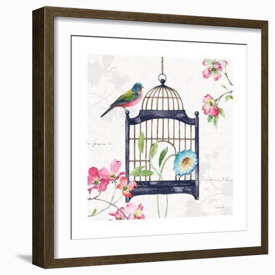 Dogwood Garden V Navy-Lisa Audit-Framed Art Print