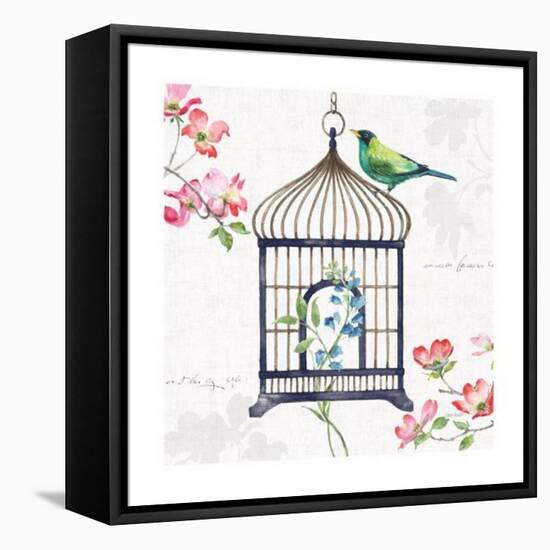 Dogwood Garden VI Navy-Lisa Audit-Framed Stretched Canvas