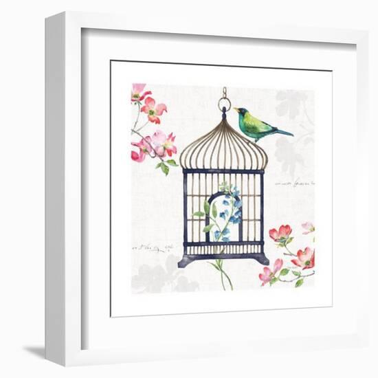 Dogwood Garden VI Navy-Lisa Audit-Framed Art Print