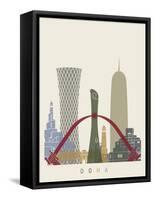 Doha Skyline Poster-paulrommer-Framed Stretched Canvas