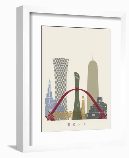 Doha Skyline Poster-paulrommer-Framed Art Print