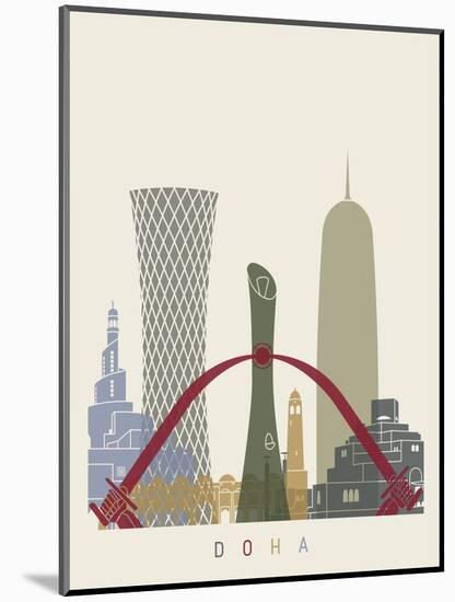 Doha Skyline Poster-paulrommer-Mounted Art Print