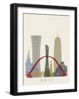 Doha Skyline Poster-paulrommer-Framed Art Print