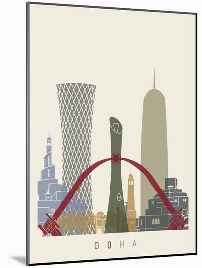 Doha Skyline Poster-paulrommer-Mounted Art Print