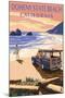 Doheny State Beach, California - Woody on Beach-Lantern Press-Mounted Art Print