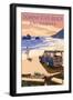 Doheny State Beach, California - Woody on Beach-Lantern Press-Framed Art Print