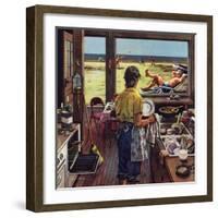 "Doing Dishes at the Beach", July 19, 1952-Stevan Dohanos-Framed Giclee Print