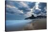 Dois Irmaos Peaks in the Distance on Ipanema Beach at Sunset-Alex Saberi-Stretched Canvas