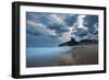 Dois Irmaos Peaks in the Distance on Ipanema Beach at Sunset-Alex Saberi-Framed Photographic Print