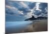 Dois Irmaos Peaks in the Distance on Ipanema Beach at Sunset-Alex Saberi-Mounted Photographic Print