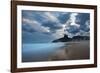 Dois Irmaos Peaks in the Distance on Ipanema Beach at Sunset-Alex Saberi-Framed Photographic Print