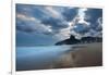 Dois Irmaos Peaks in the Distance on Ipanema Beach at Sunset-Alex Saberi-Framed Photographic Print