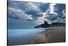 Dois Irmaos Peaks in the Distance on Ipanema Beach at Sunset-Alex Saberi-Stretched Canvas