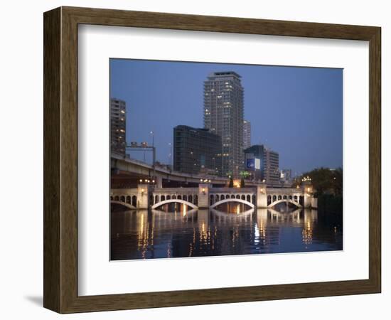 Dojima River at Night, Osaka, Japan-Richardson Rolf-Framed Photographic Print