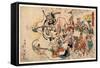 Doke Hyakumanben-Kawanabe Kyosai-Framed Stretched Canvas