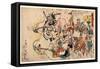 Doke Hyakumanben-Kawanabe Kyosai-Framed Stretched Canvas