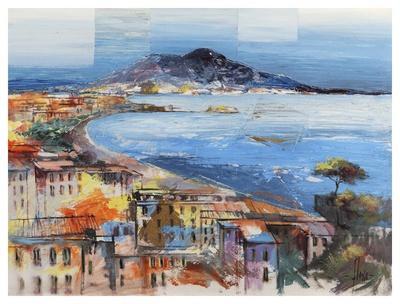Luigi Florio Dolce Napoli Wedge Frame Picture Canvas Naples Coast cities