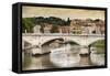 Dolce Vita Rome Collection - City of Bridge at Sunset-Philippe Hugonnard-Framed Stretched Canvas