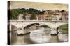 Dolce Vita Rome Collection - City of Bridge at Sunset-Philippe Hugonnard-Stretched Canvas