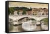 Dolce Vita Rome Collection - City of Bridge at Sunset-Philippe Hugonnard-Framed Stretched Canvas