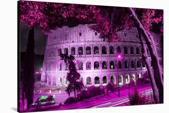Dolce Vita Rome Collection - Colosseum at Pink Night-Philippe Hugonnard-Stretched Canvas
