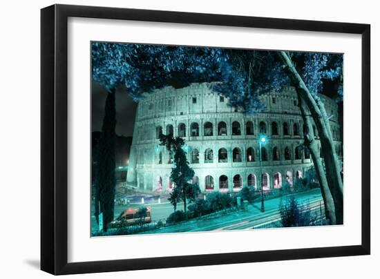 Dolce Vita Rome Collection - Colosseum at Turquoise Night-Philippe Hugonnard-Framed Photographic Print