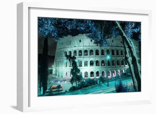 Dolce Vita Rome Collection - Colosseum at Turquoise Night-Philippe Hugonnard-Framed Photographic Print